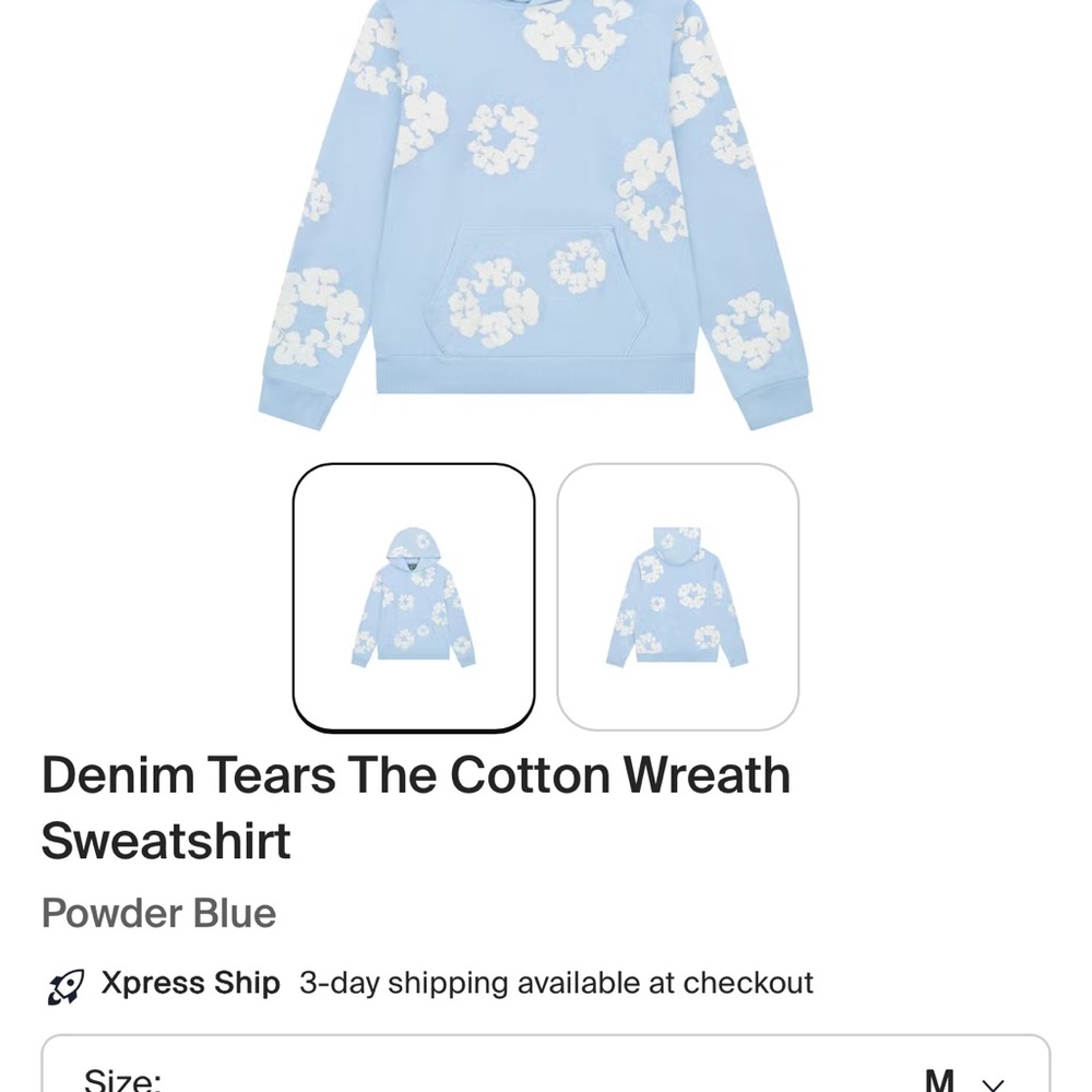 Denim Tears Powder Blue Cotton Wreath Sweater